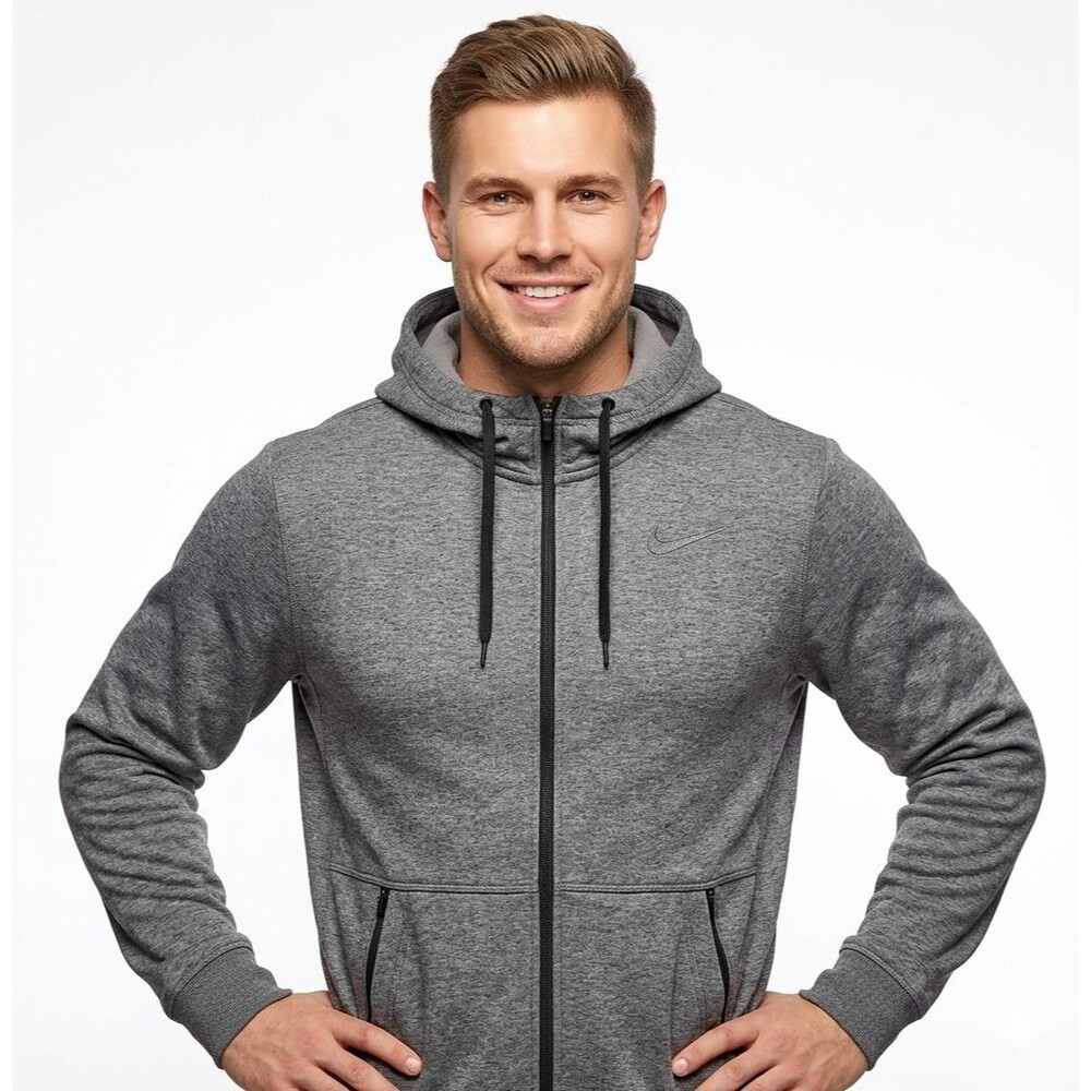 Nike Therma Fit Hoodie Mens XL Gray Full Zip Fleece Sweatshirt Jacket CU6231